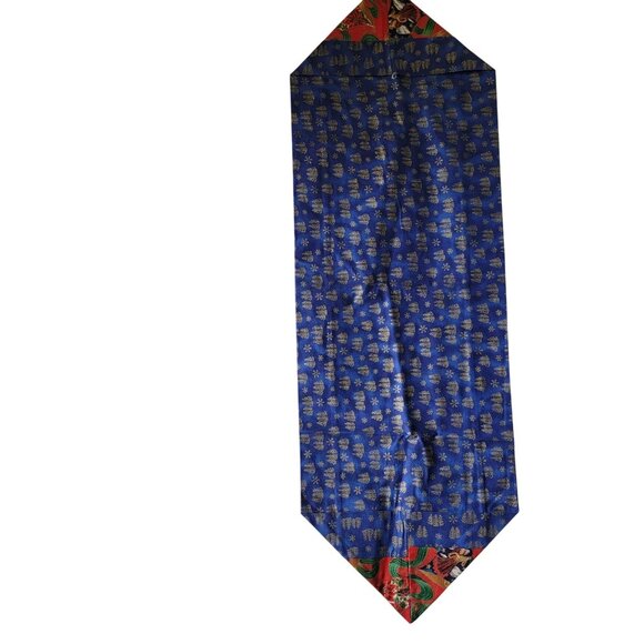 Festive vintage 80s 90s habdmade Christmas Table Runner With Santa & Angel Bell - Picture 9 of 13